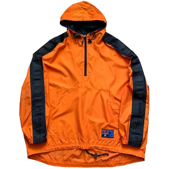 R.L. Polo Sport (Malaysia) Men's Bold Orange and Black (1/4) Zip Wind-Breaker - Picture 11 of 17